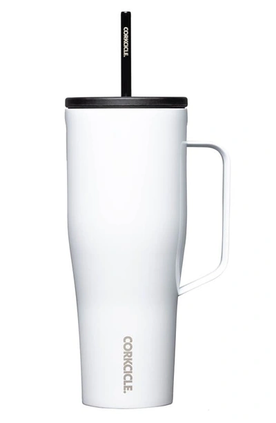 Corkcicle 30-ounce Insulated Cup With Straw In White