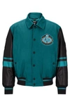 Hugo Boss Boss X Nfl Water-repellent Bomber Jacket With Collaborative Branding In Dolphins