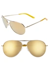 Nike Chance 61mm Mirrored Aviator Sunglasses In Gold/ Laser Orange Gold