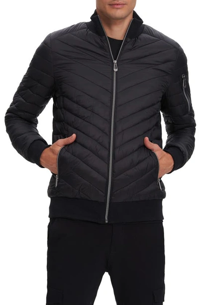 Noize Alex Chevron Quilted Puffer Jacket In Black
