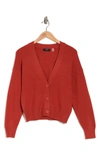 Tahari V-neck Crop Cardigan In Orange Spice