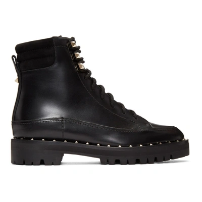Valentino Garavani Soul Rockstud Leather Combat Boots In Black | ModeSens