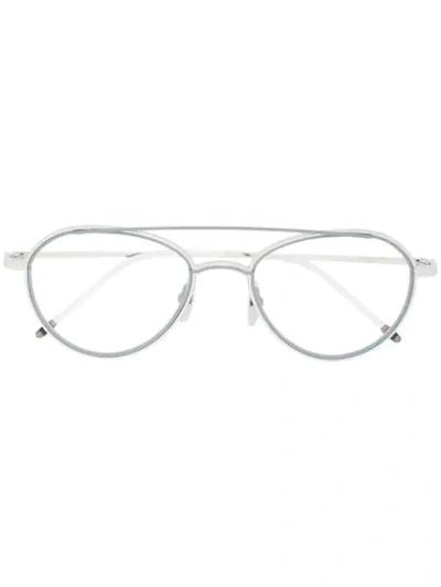 Thom Browne Classic Aviator Glasses In Metallic