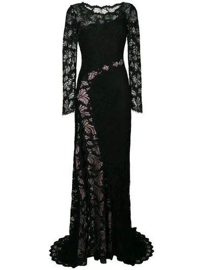Olvi S Lace-embroidered Maxi Dress In Black