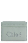 Chloé Sense Leather Card Case In Bay Green 38u