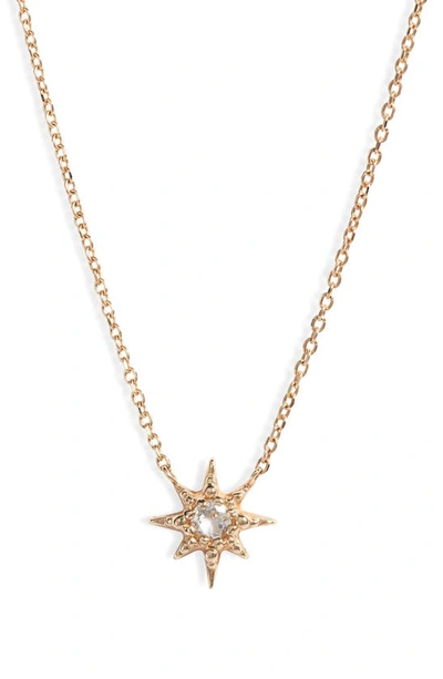 Anzie White Topaz Starburst Pendant Necklace In Gold