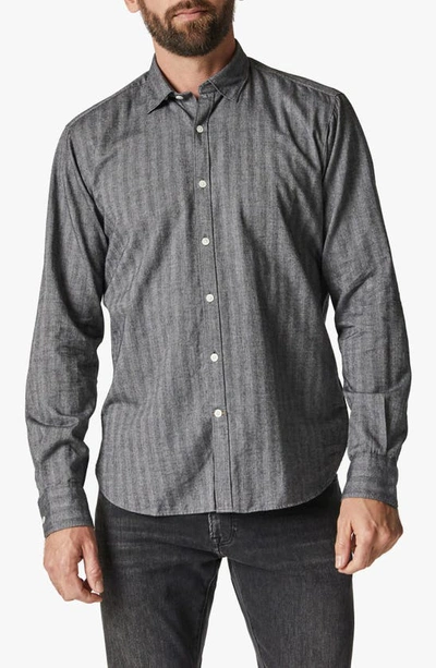34 Heritage Herringbone Stripe Button-up Shirt In Anthracite Melange