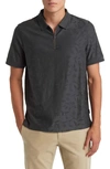 Ted Baker Floral Jacquard Zip Polo In Dark Green