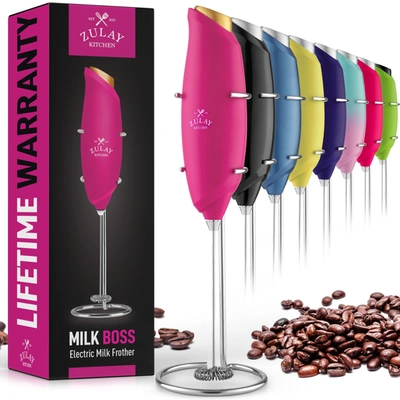 Zulay Kitchen Premium One-touch Milk Frother For Coffee In Pink