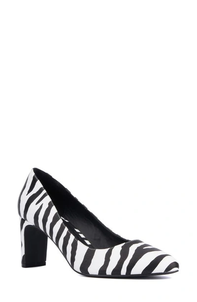 Fashion To Figure Hope Croc Embossed Faux Leather Pump In Zebra