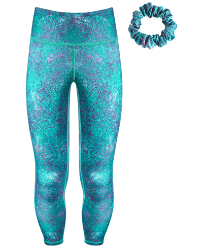 Id Ideology Toddler & Little Girls Abstract Texture Printed Leggings & Scrunchy, Created For Macy's In Aqua Carnival