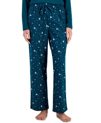 Charter Club Women's Cotton Flannel Pajama Pants, Created For Macy's In Reindeer Sky