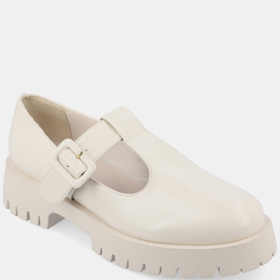 Journee Collection Women's Suvi Treaded Sole Mary Jane Flats In White