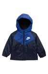 Nike Babies' Fleece Lined Windbreaker Jacket In Midnight Navy