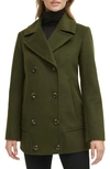 Kenneth Cole New York Double Breasted Felted Coat In Pine