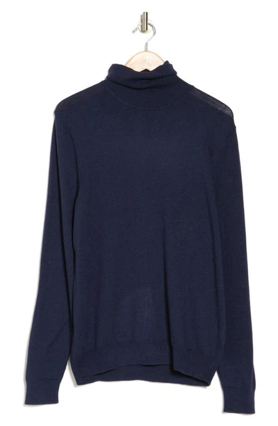 14th & Union Cotton Cashmere Blend Turtleneck In Navy Iris