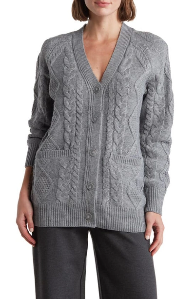 By Design Ingrid Cable Knit Cardigan In Light Heather Grey