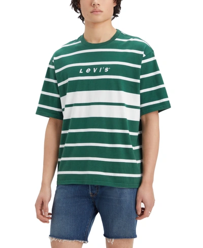 Levi's Men's Relaxed-fit Half-sleeve T-shirt In Hunter Green Stripe