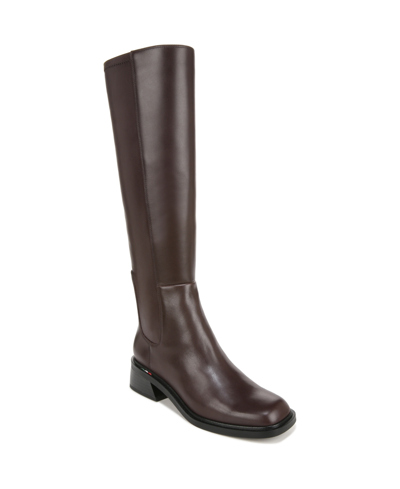 Franco Sarto Giselle Wide Calf High Shaft Boots In Castagno Brown Leather