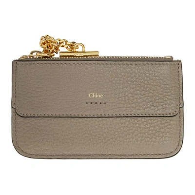 Chloé Chloe Grey Drew Card Holder In 23w Mottygr