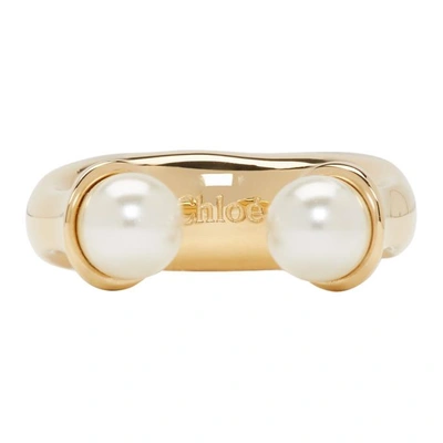Chloé Chloe Gold And Pearl Round Darcey Ring In 002 Pearl