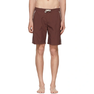 Solid & Striped Burgundy Piped Board Shorts