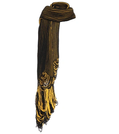 Balenciaga Striped Wool Scarf In Yellow