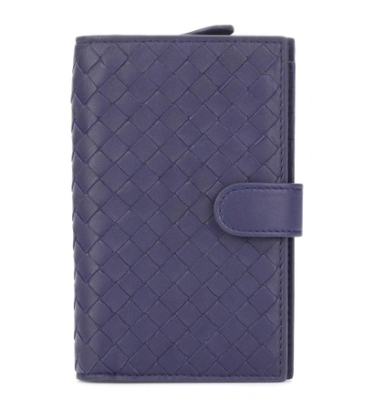 Bottega Veneta Intrecciato Leather Wallet In Blue