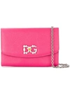 Dolce & Gabbana Wallet Bag With Gemstone Logo Plaque In Pink