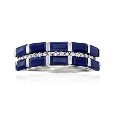 Ross-simons Sapphire And . White Topaz Ring In Sterling Silver In Blue
