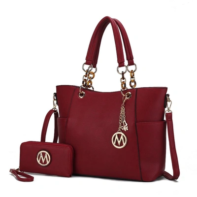 Mkf Collection By Mia K Bonita Tote Handbag With Wallet - 2 Pieces In Red