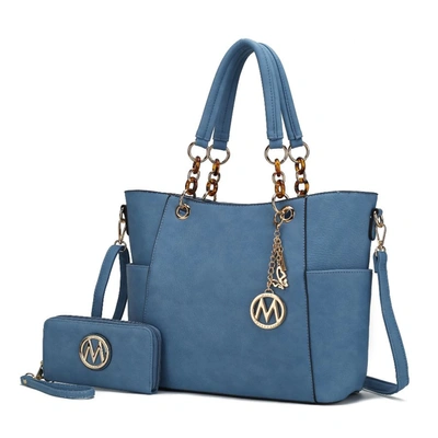 Mkf Collection By Mia K Bonita Tote Handbag With Wallet - 2 Pieces In Blue