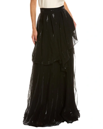 Brunello Cucinelli Tiered Silk Maxi Skirt In Black