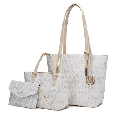 Mkf Collection By Mia K 3pc Aylet M Tote With Mini Bag And Wristlet Pouch In White