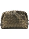 Bottega Veneta Intrecciato Nappa Top The Lauren Clutch In Dark Gold