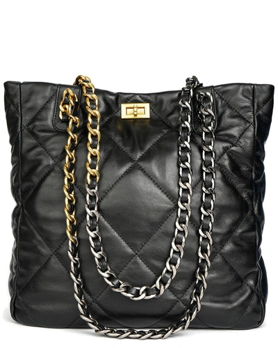 Tiffany & Fred Quilted Leather Tote In Black