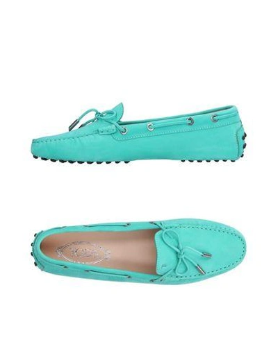 Tod's Woman Loafers Light Green Size 5.5 Soft Leather In Green
