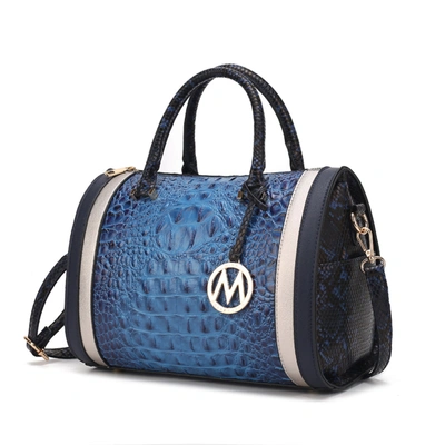 Mkf Collection By Mia K Eleanor Faux Crocodile-embossed Vegan Leather Women's Satchel In Blue