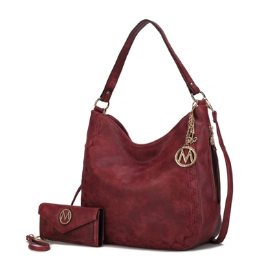 Mkf Collection By Mia K Lucille Shoulder Handabag And Wallet- 2 Pieces In Red