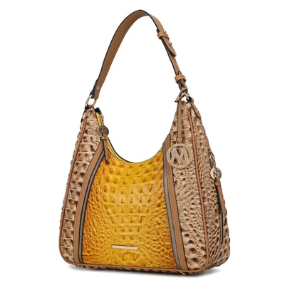 Mkf Collection By Mia K Becket Faux Crocodile-embossed Vegan Leather Women's Shoulder Bag In Yellow