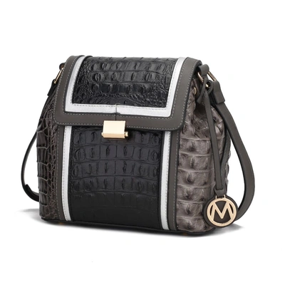 Mkf Collection By Mia K Jamilah Vegan Leather Croco Crossbody Handbag In Black