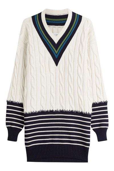 Maison Margiela Cricket Marine Sweater In Ecru, Navy, Green & Blue