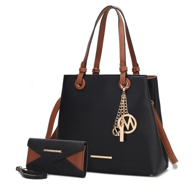 Mkf Collection By Mia K Kearny Vegan Leather Women's Tote Bag With Wallet- 2 Pieces In Black