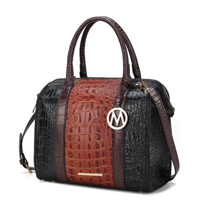 Mkf Collection By Mia K Ember Faux Crocodile-embossed Vegan Leather Women's Large Satchel Handbag In Brown