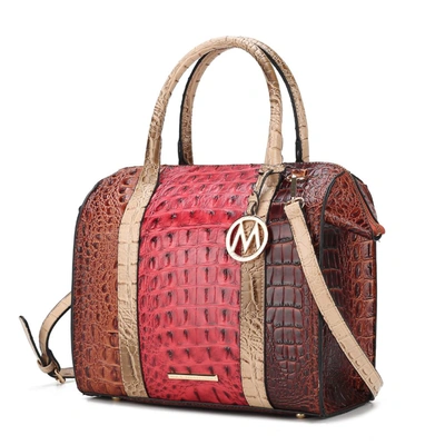 Mkf Collection By Mia K Ember Faux Crocodile-embossed Vegan Leather Women's Large Satchel Handbag In Multi