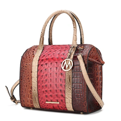 Mkf Collection By Mia K Ember Faux Crocodile-embossed Vegan Leather Women's Large Satchel Handbag In Red