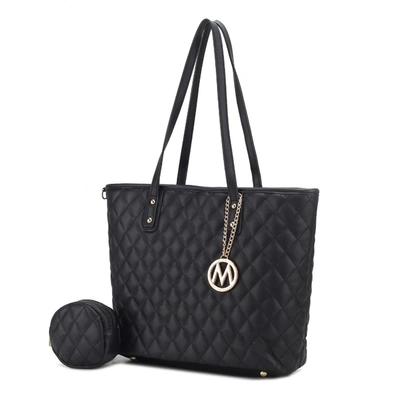 Mkf Collection By Mia K Tansy Quilted Vegan Leather Women's Tote Bag With Pouch- 2 Pieces In Black