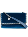 Stella Mccartney Falabella Velvet Shoulder Bag In Blue