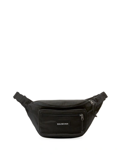 Balenciaga Men's Explorer Canvas Belt Bag In Black