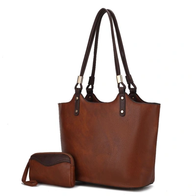 Mkf Collection By Mia K Reyna Vegan Leather Women's Tote Bag With Pouch -2 Pieces In Brown